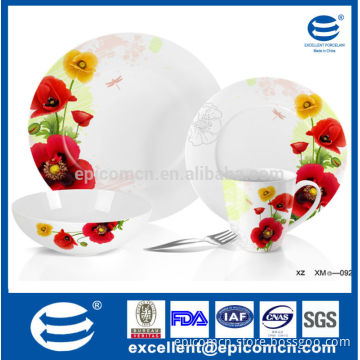 nice flower decorated ceramic tableware plates dishes with bowl and mug set